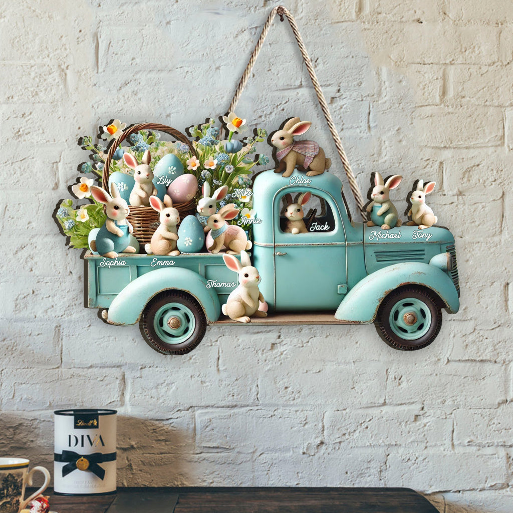 Mama/ Nana's ... Bunnies - Personalized Grandma Custom Shaped Wood Sign