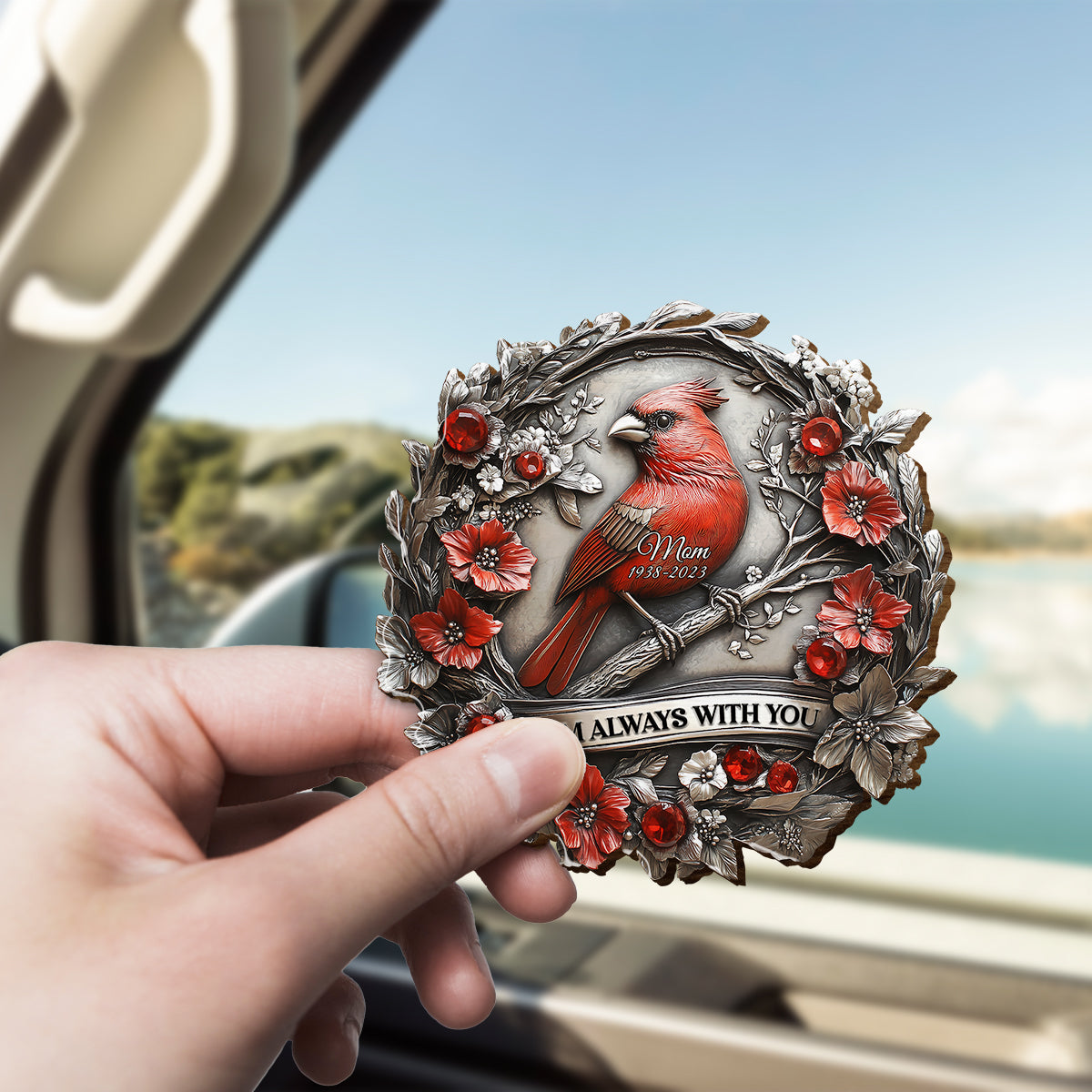 Je suis toujours avec toi - Clip de pare-soleil de voiture personnalisé en forme de mémorial