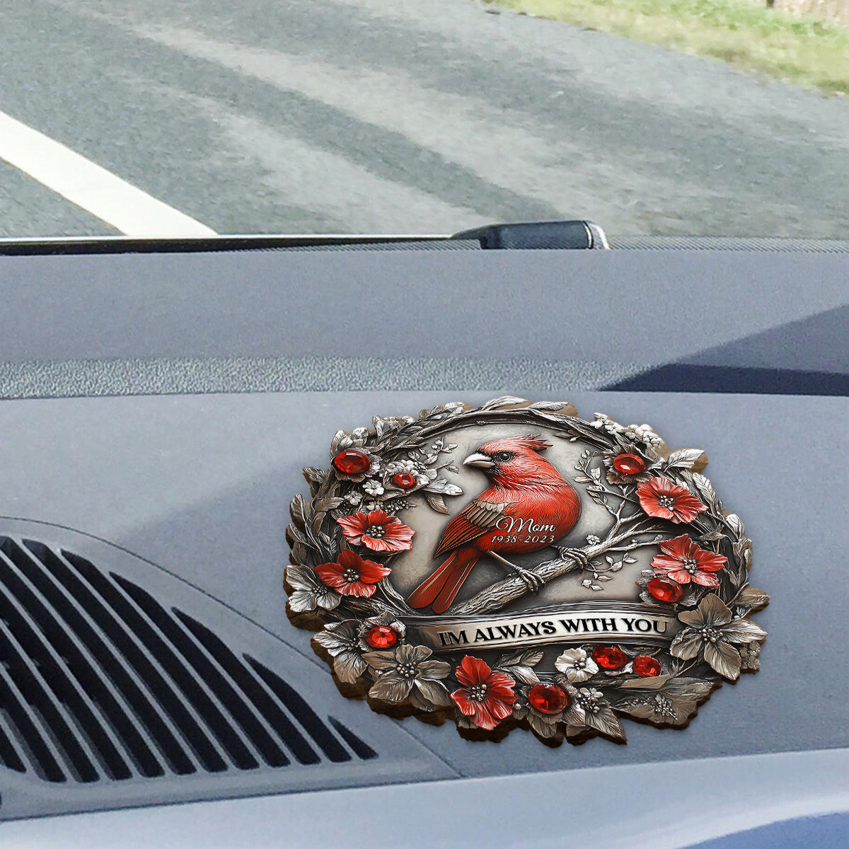 Je suis toujours avec toi - Clip de pare-soleil de voiture personnalisé en forme de mémorial