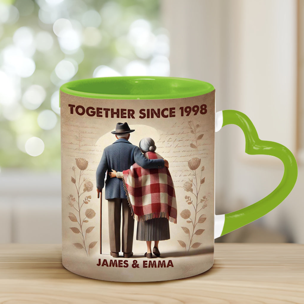 Ensemble depuis n'importe quelle année - Mug personnalisé pour couple avec anse en forme de cœur