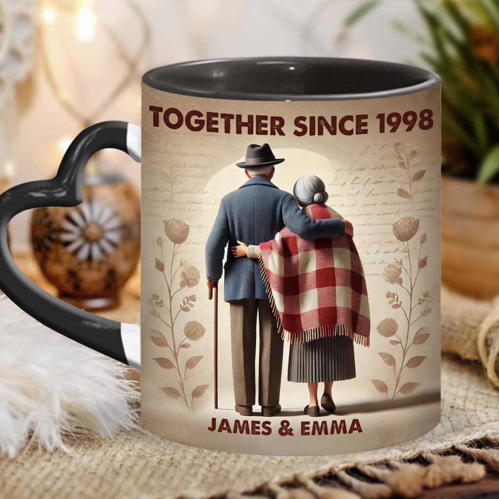 Ensemble depuis n'importe quelle année - Mug personnalisé pour couple avec anse en forme de cœur