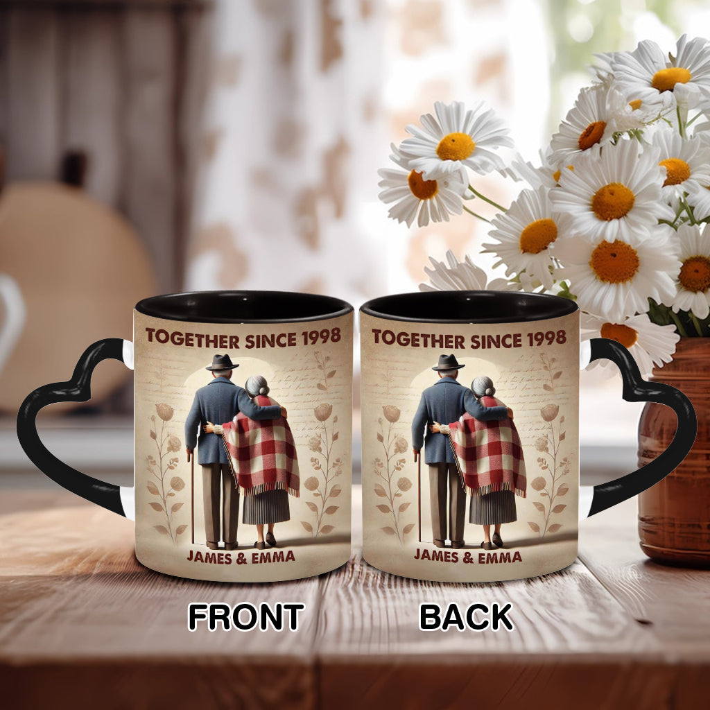 Ensemble depuis n'importe quelle année - Mug personnalisé pour couple avec anse en forme de cœur