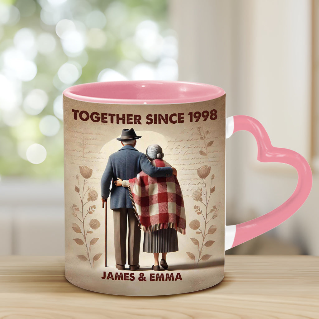 Ensemble depuis n'importe quelle année - Mug personnalisé pour couple avec anse en forme de cœur