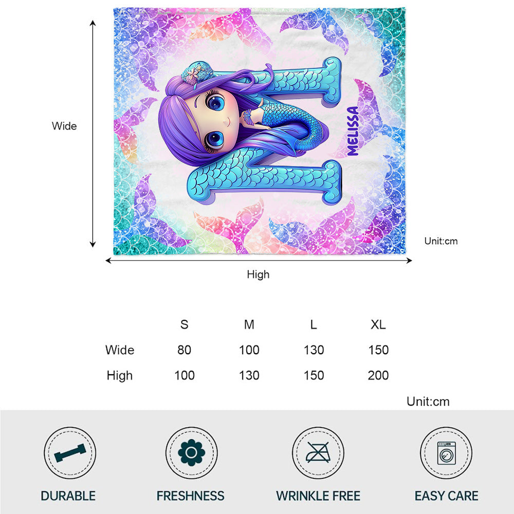 Adorable lettre sirène - Couverture enfant personnalisée