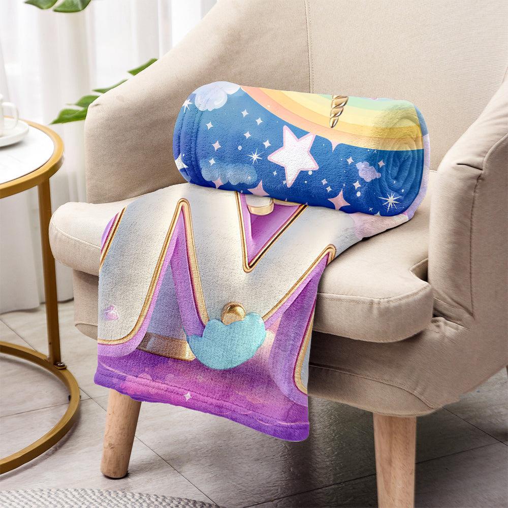 Adorable lettre licorne - Couverture enfant personnalisée