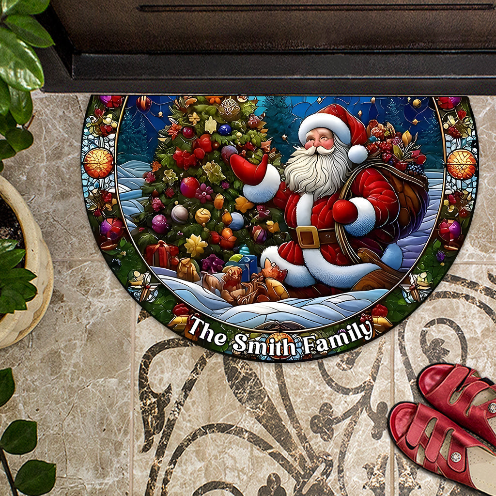 Merry Christmas - Personalized Family Shaped Doormat