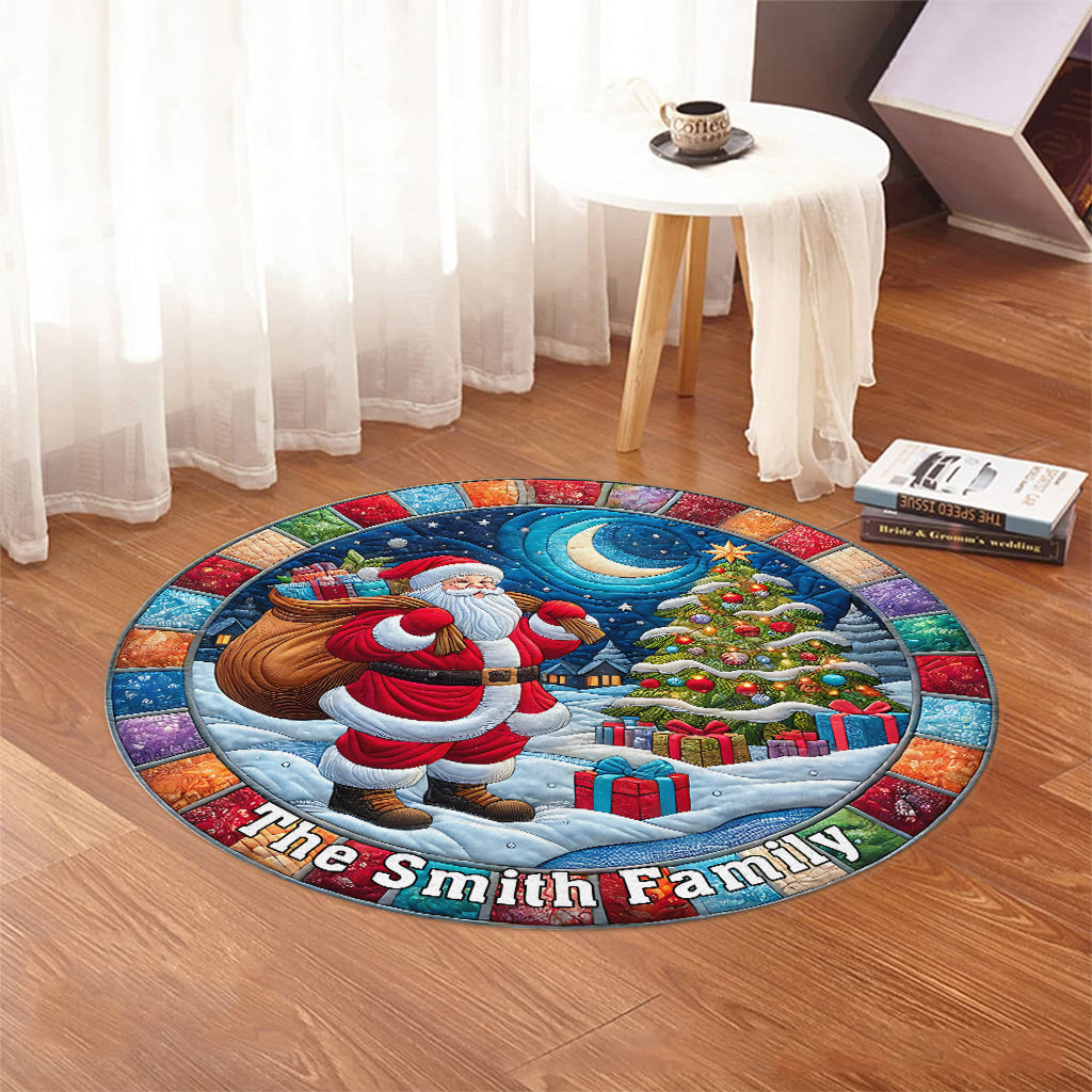 Merry Christmas - Personalized Family Round Rug