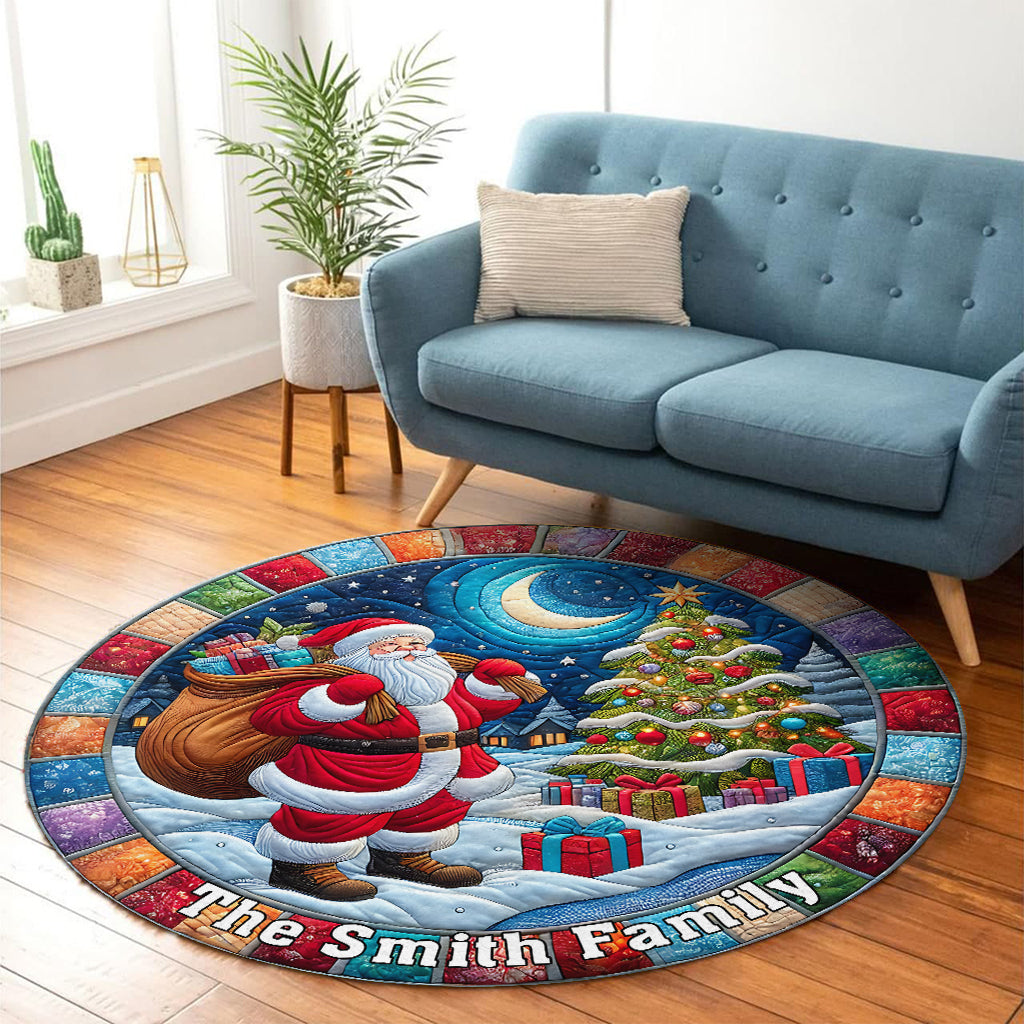Merry Christmas - Personalized Family Round Rug