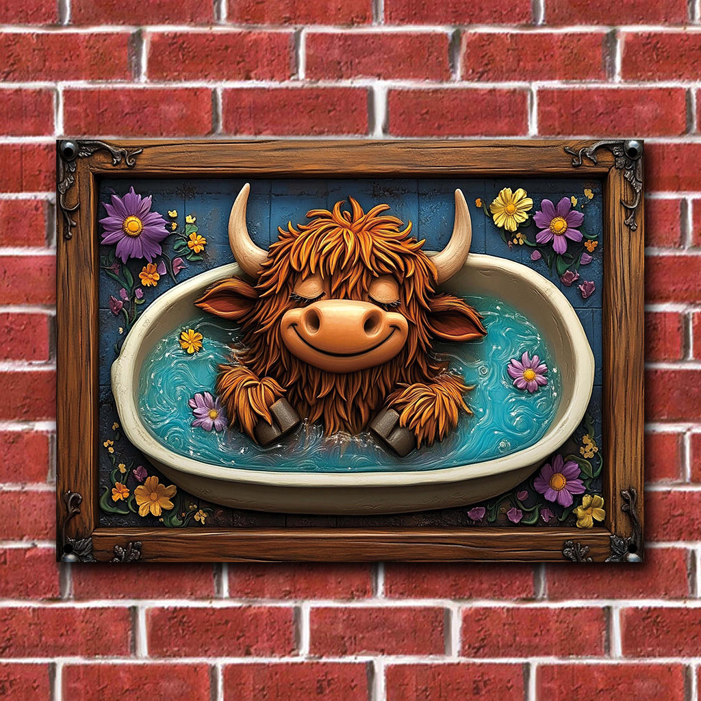 Panneau métallique rectangulaire « Lavez vos sabots »