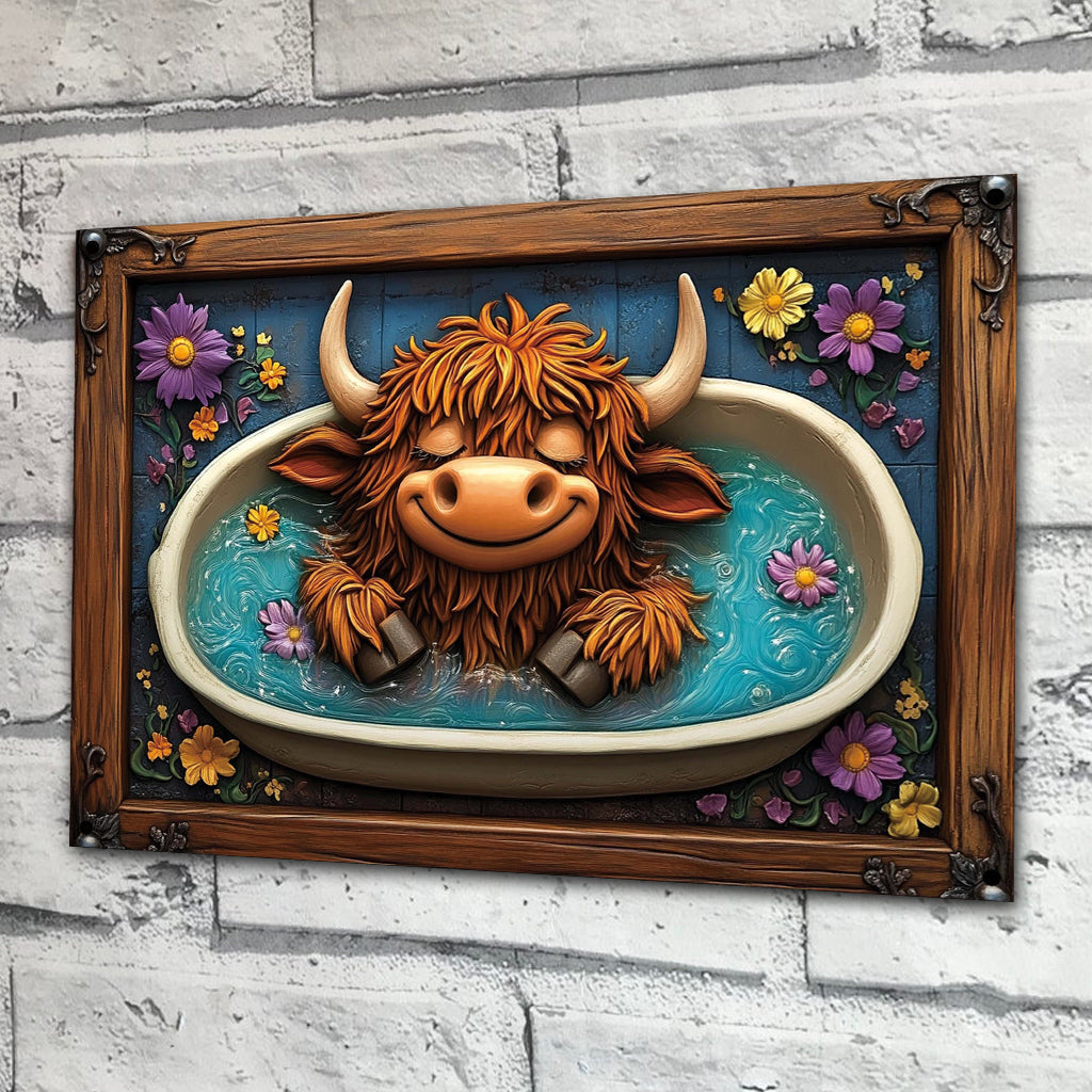 Panneau métallique rectangulaire « Lavez vos sabots »