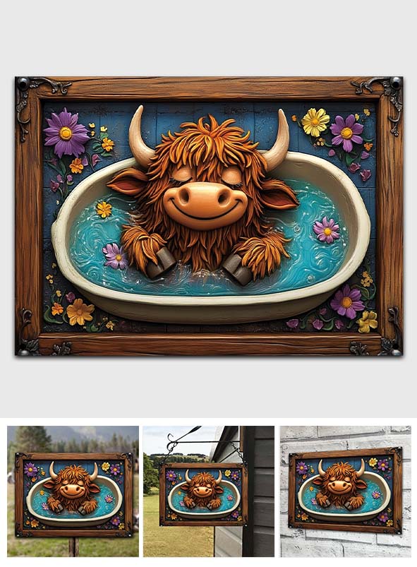 Panneau métallique rectangulaire « Lavez vos sabots »