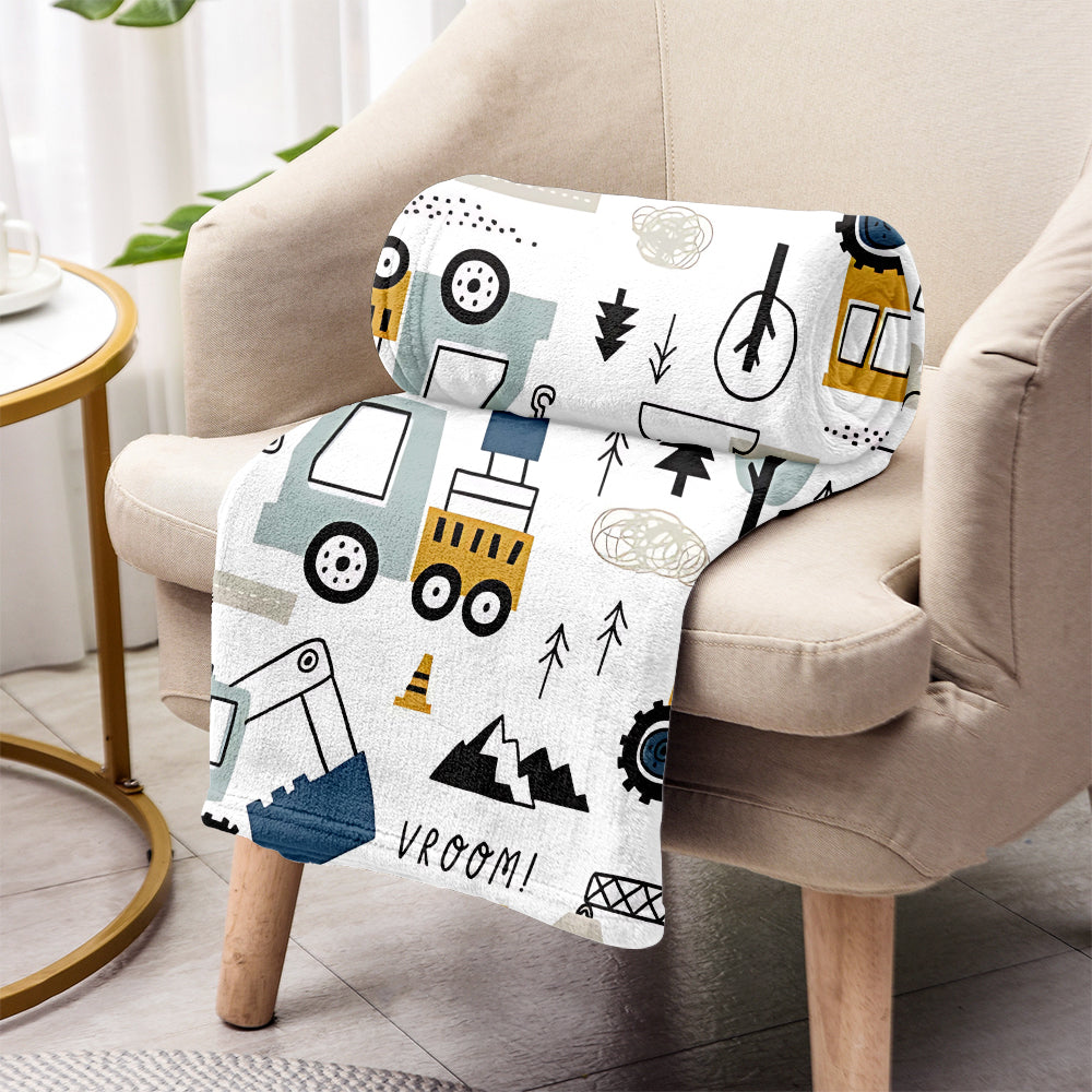 Cute Construction Vehicles - Personalized Kid Blanket
