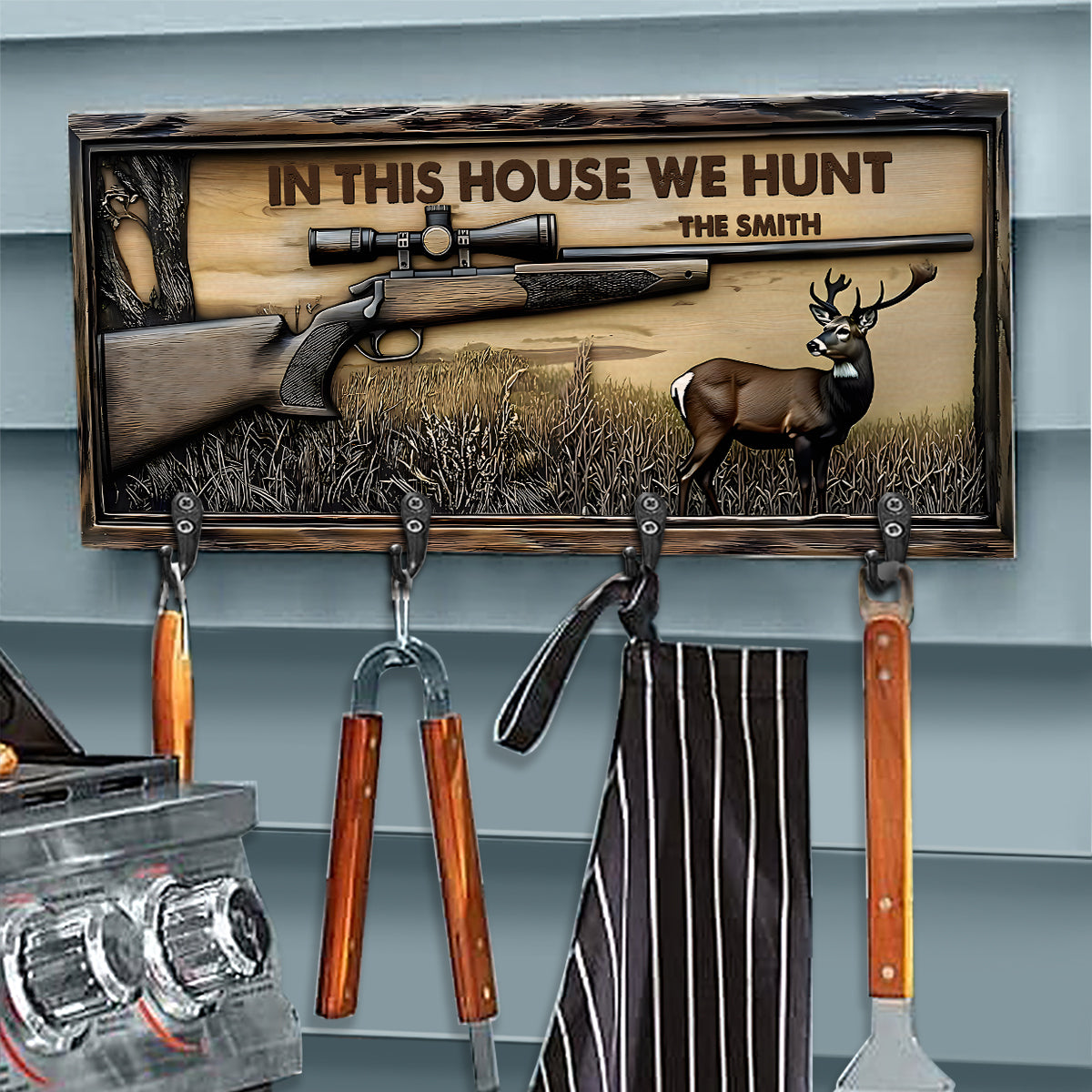 In This House We Hunt - Personalized Hunting Key Rack