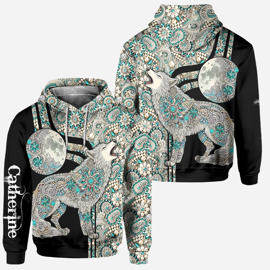 Loup des neiges majestueux - Sweat à capuche et leggings personnalisés Loup