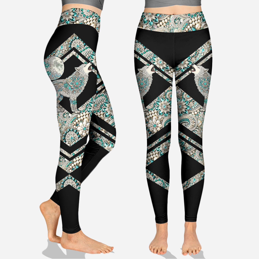 Loup des neiges majestueux - Sweat à capuche et leggings personnalisés Loup