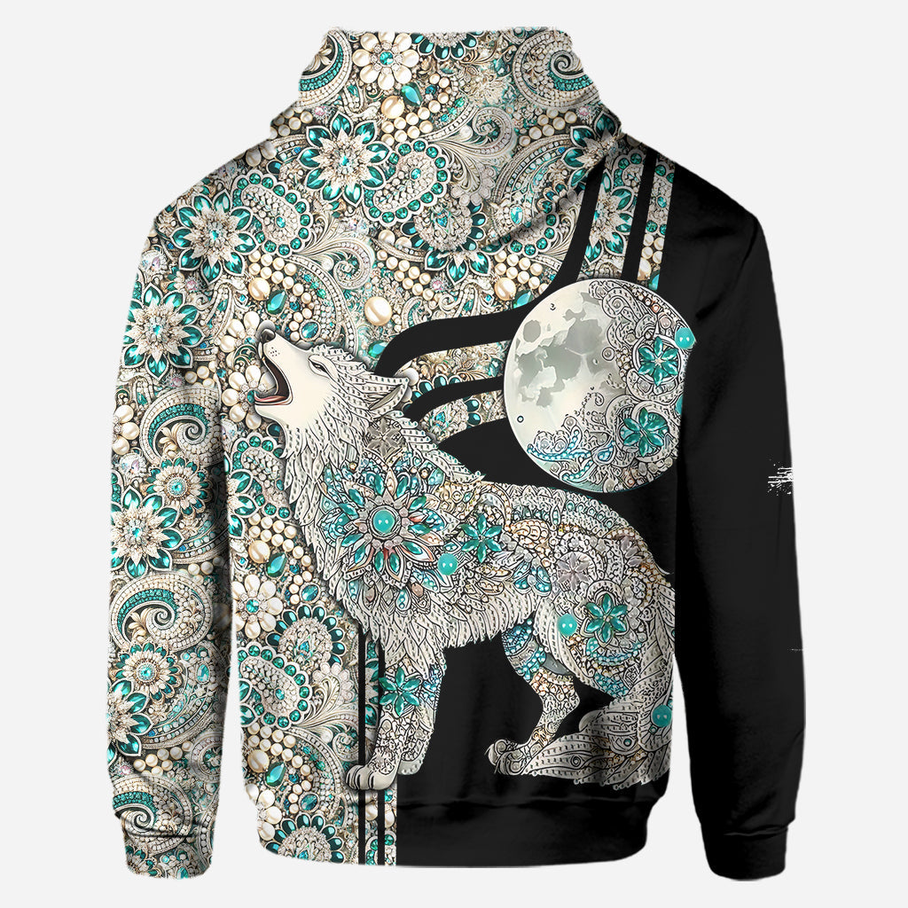 Loup des neiges majestueux - Sweat à capuche et leggings personnalisés Loup