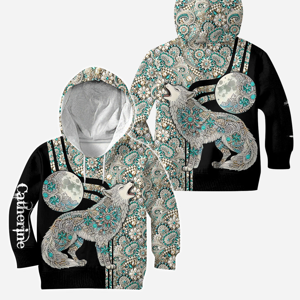 Loup des neiges majestueux - Sweat à capuche et leggings personnalisés Loup