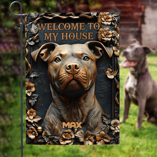 Strong Pitbull - Personalized Dog Garden Flag