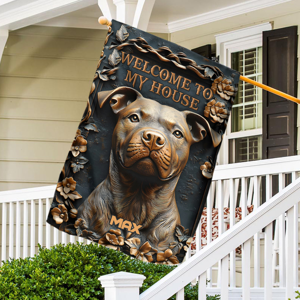 Pitbull costaud - Drapeau de jardin personnalisé pour chien