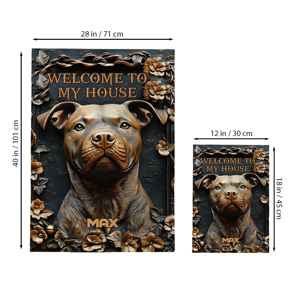 Pitbull costaud - Drapeau de jardin personnalisé pour chien