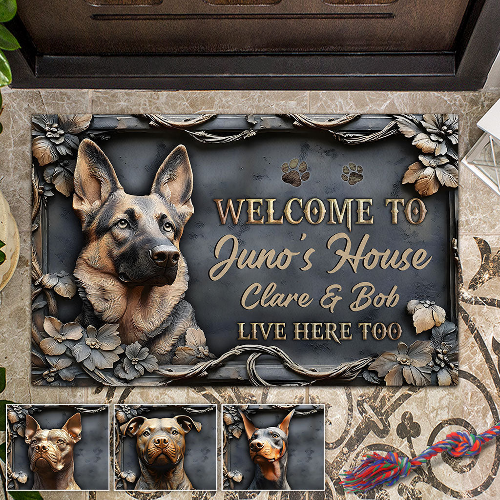 Bienvenue chez Dog's House - Tapis de porte personnalisé pour chien
