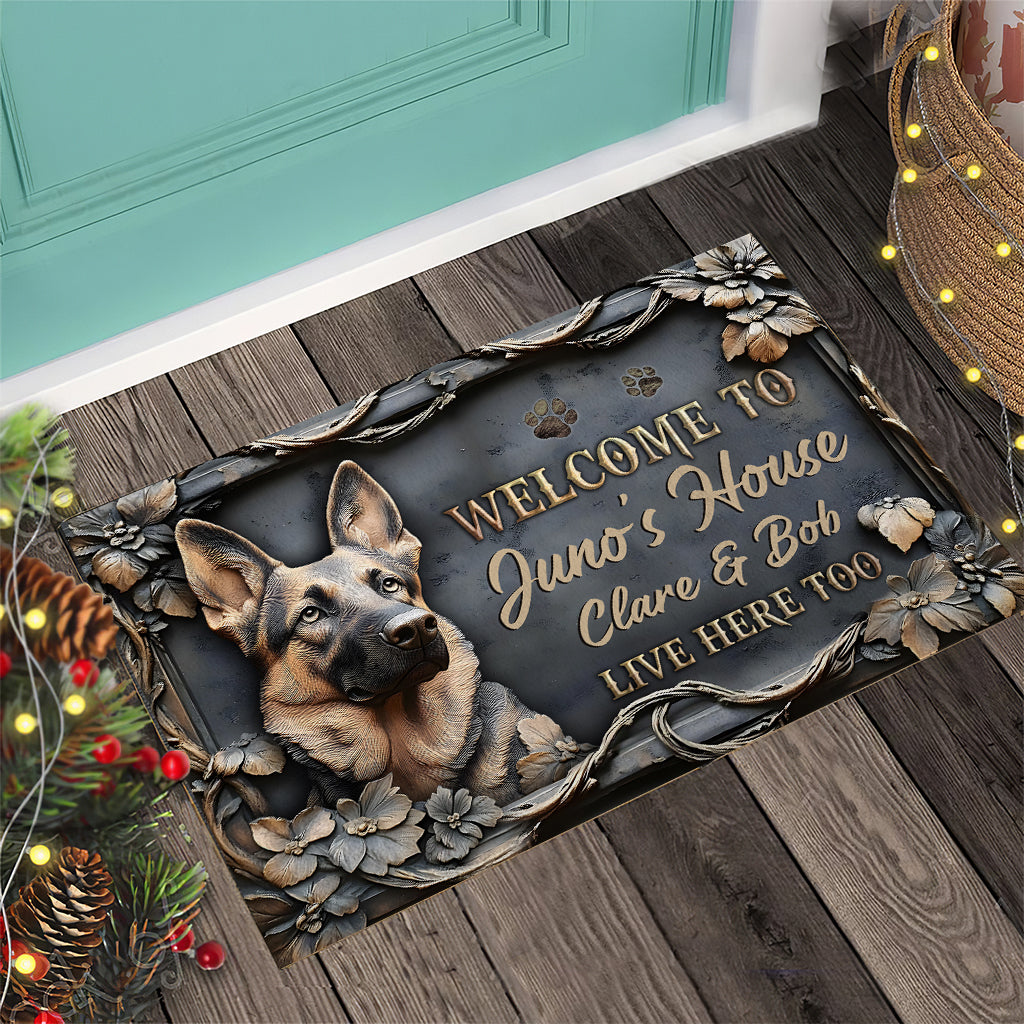 Bienvenue chez Dog's House - Tapis de porte personnalisé pour chien