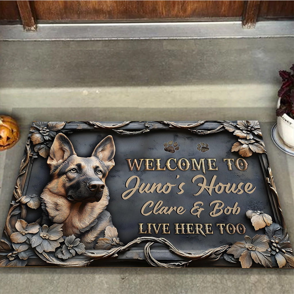 Bienvenue chez Dog's House - Tapis de porte personnalisé pour chien