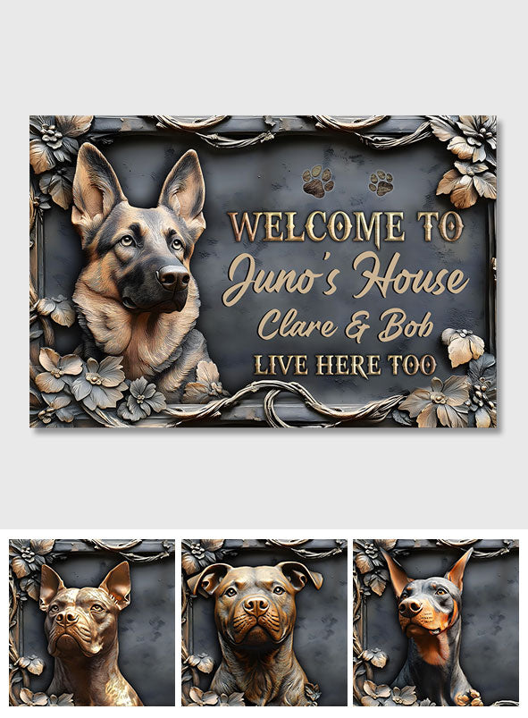 Bienvenue chez Dog's House - Tapis de porte personnalisé pour chien