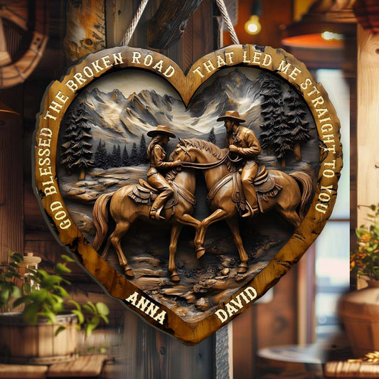 Dieu a béni le chemin sinueux qui m'a menée jusqu'à toi - Panneau en bois personnalisé « Fille de la campagne »