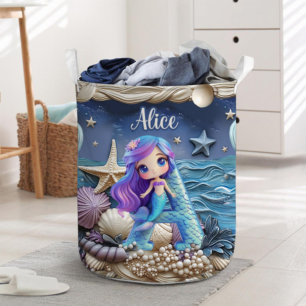 Panier de rangement enfant adorable avec lettre sirène