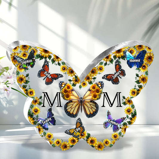 Mère Papillon - Plaque acrylique personnalisée « Mère Papillon » en forme de papillon
