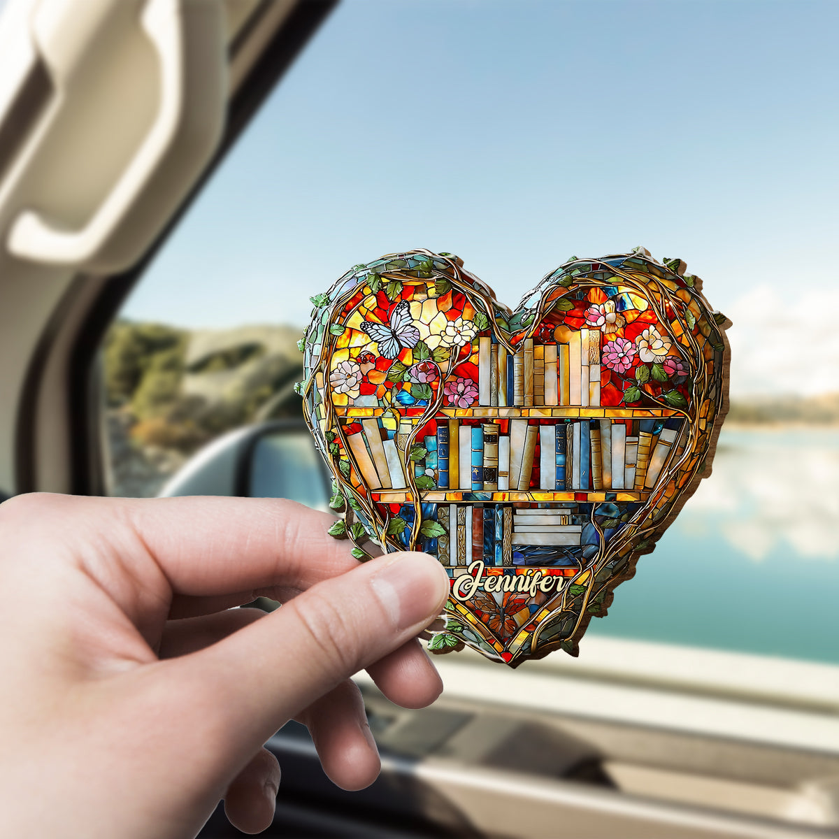 Juste une fille qui aime les livres - Clip de pare-soleil de voiture personnalisé en forme de livre