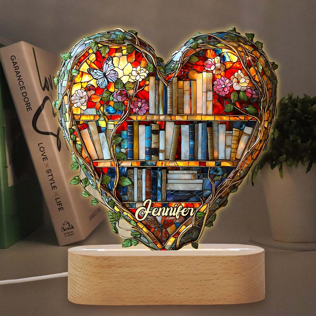 Just Love Books - Personalized Book Shaped Plaque Light Base