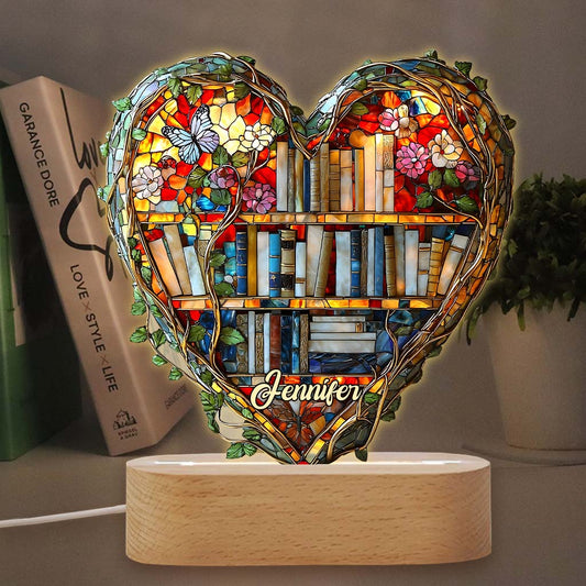 Juste J'aime les livres - Socle lumineux personnalisé en forme de livre