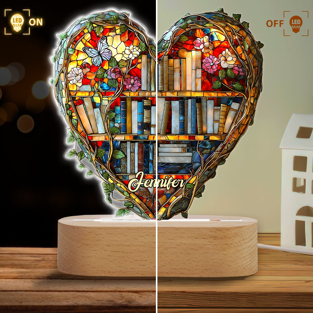 Just Love Books - Personalized Book Shaped Plaque Light Base