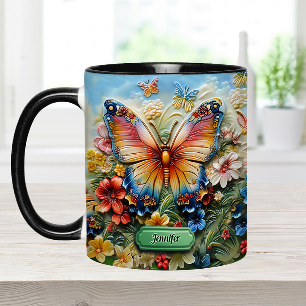 Beautiful Butterfly Bee Dragonfly Hummingbird - Personalized Butterfly Accent Mug