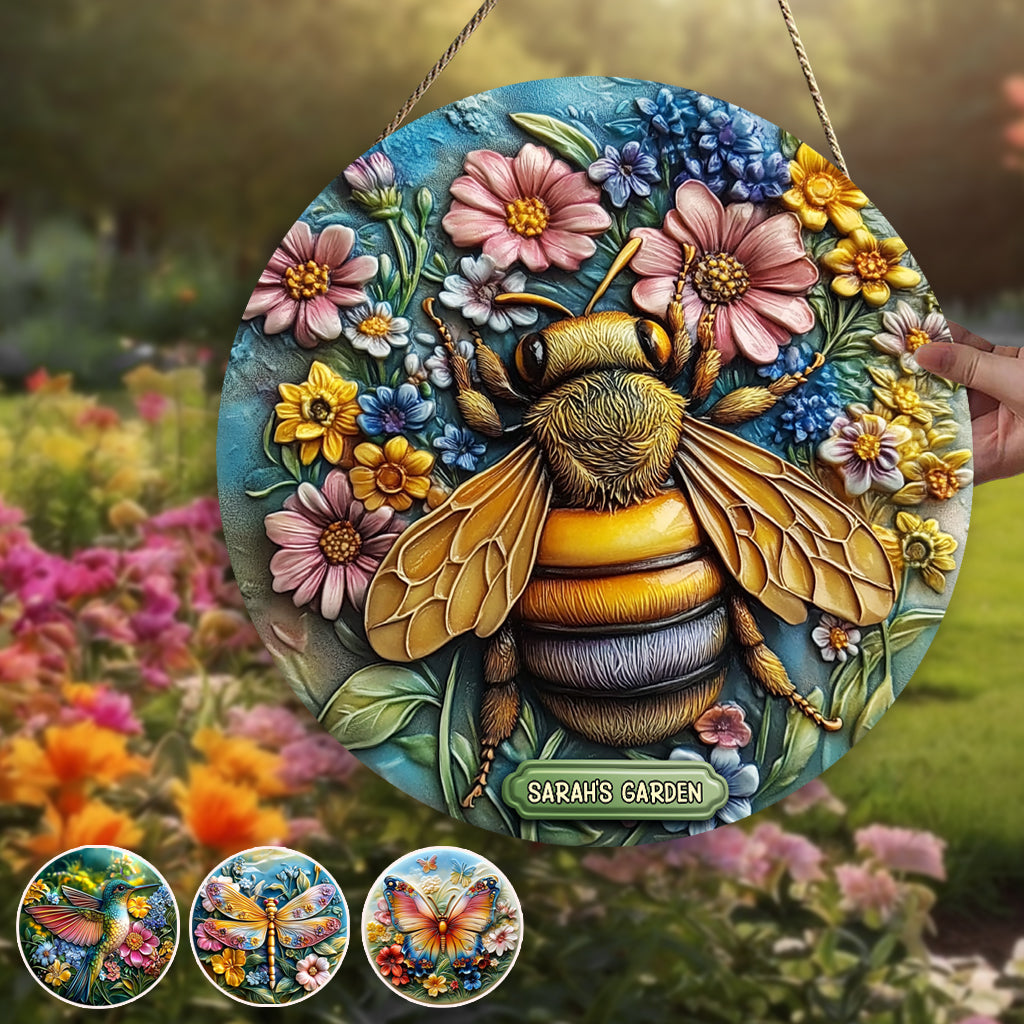 Panneau rond en bois personnalisé « Jardinage » - Beau jardin