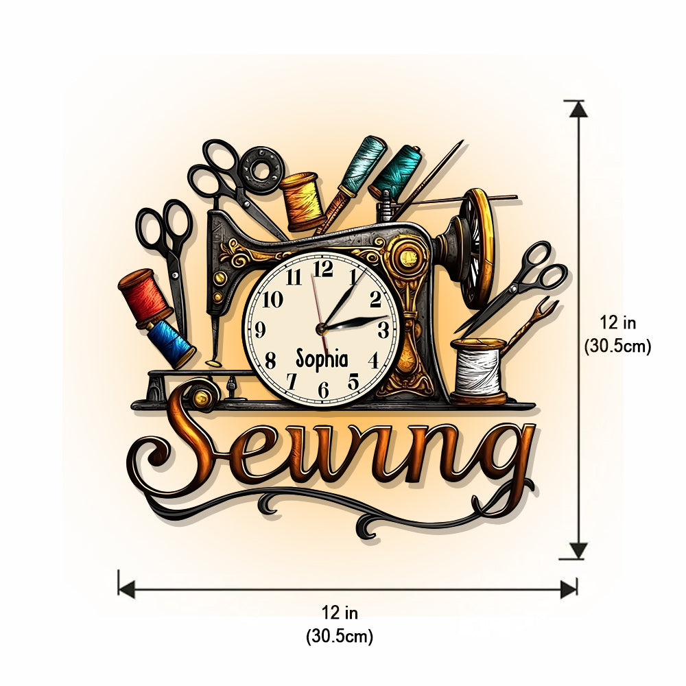 Sewing Room - Personalized Sewing LED Light Wall Clock