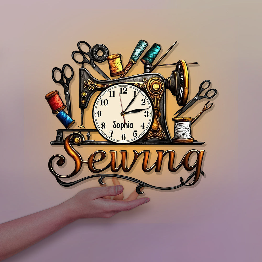 Sewing Room - Personalized Sewing LED Light Wall Clock