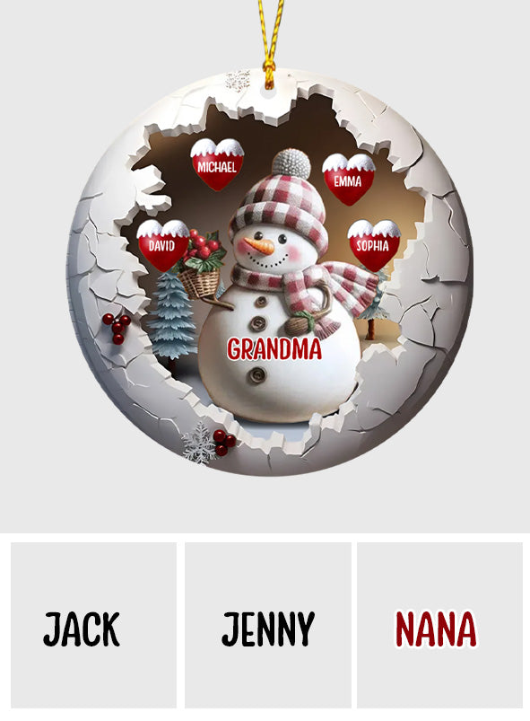 Cute Snow-grandma - Personalized Grandma Ornament