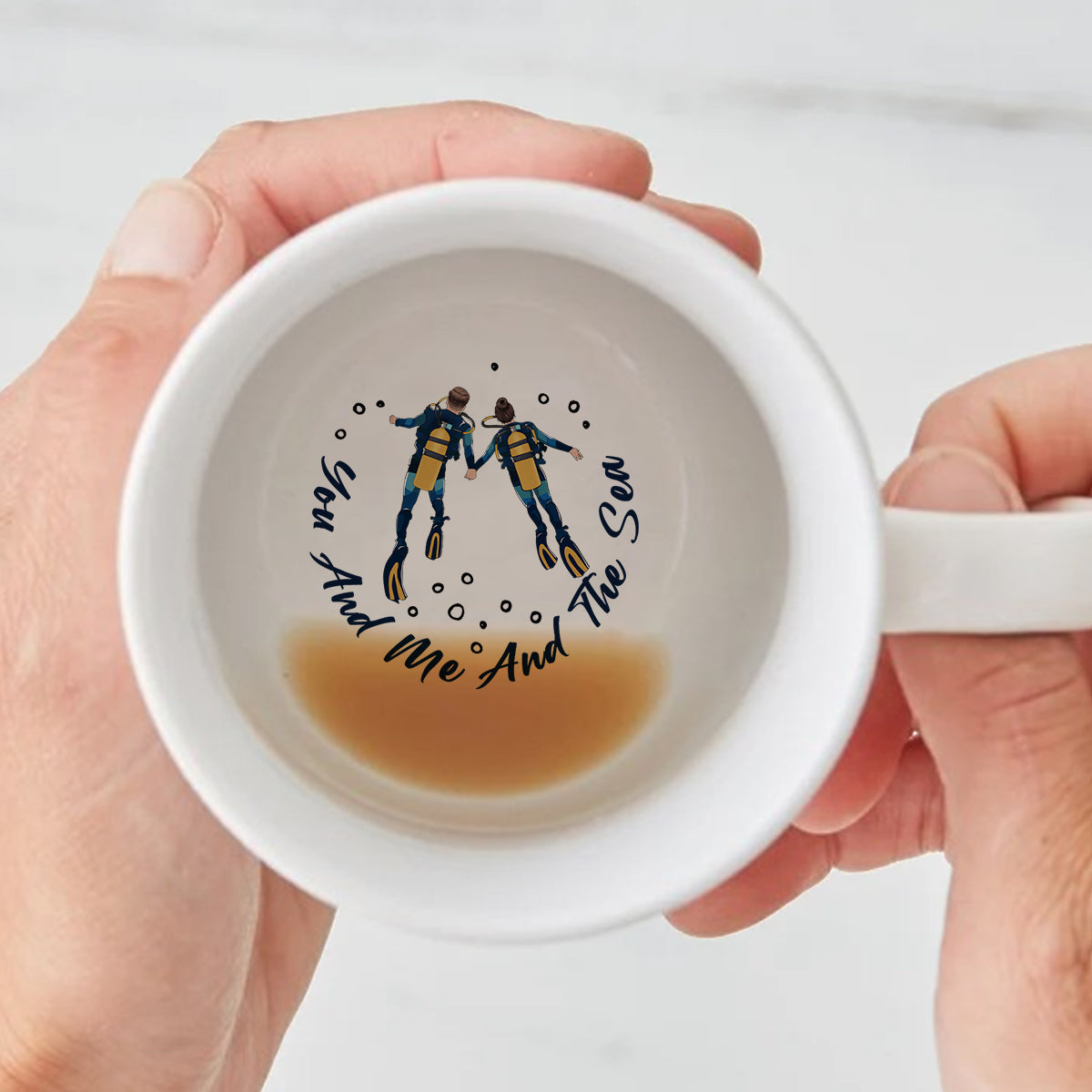 Toi, moi et la mer - Mug personnalisé de plongée sous-marine avec message caché