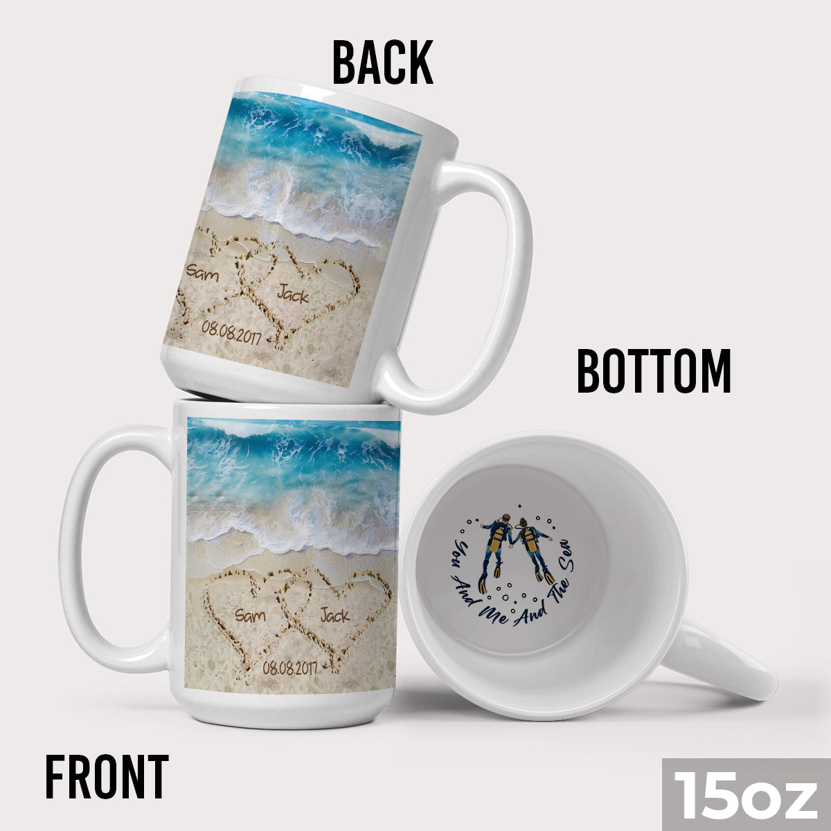 Toi, moi et la mer - Mug personnalisé de plongée sous-marine avec message caché