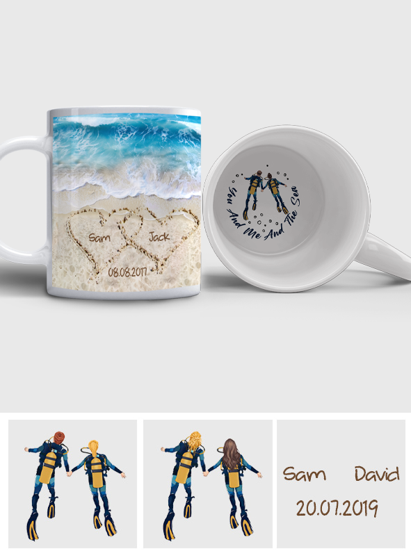 Toi, moi et la mer - Mug personnalisé de plongée sous-marine avec message caché
