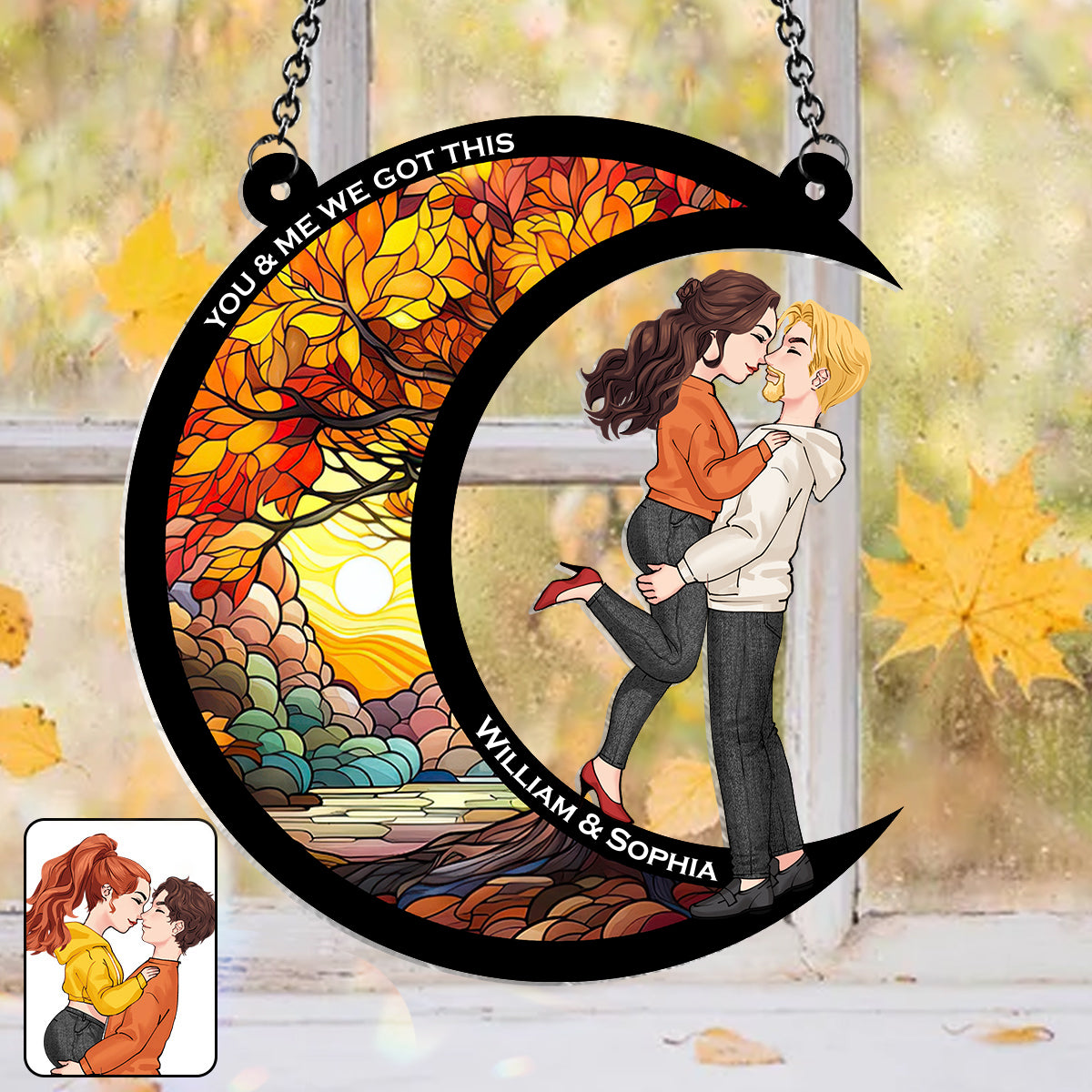 Toi et moi, on gère ! - Attrape-soleil décoratif personnalisé pour couple, à suspendre à la fenêtre 