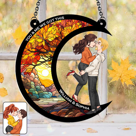 Toi et moi, on gère ! - Attrape-soleil décoratif personnalisé pour couple, à suspendre à la fenêtre 