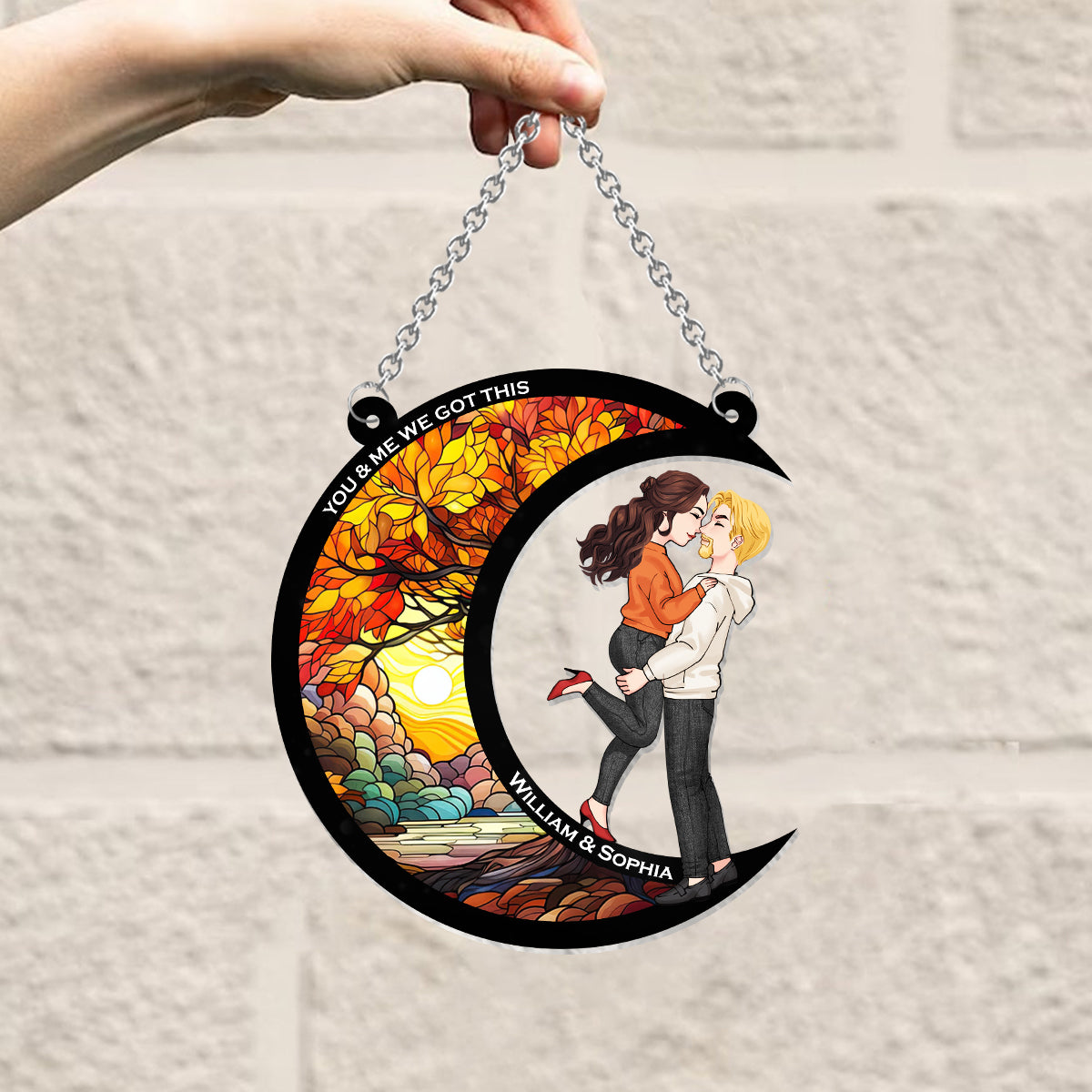 Toi et moi, on gère ! - Attrape-soleil décoratif personnalisé pour couple, à suspendre à la fenêtre 