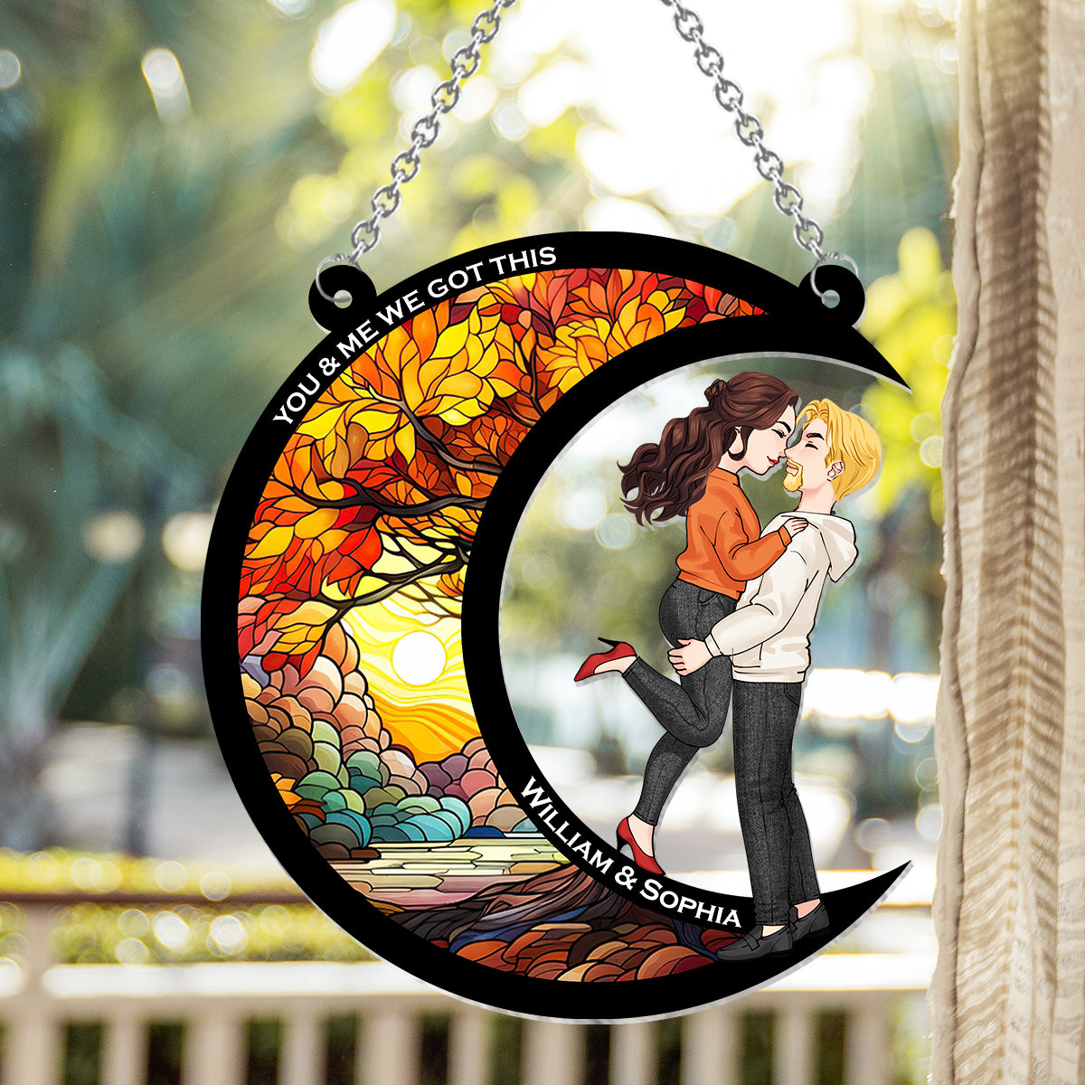 Toi et moi, on gère ! - Attrape-soleil décoratif personnalisé pour couple, à suspendre à la fenêtre 