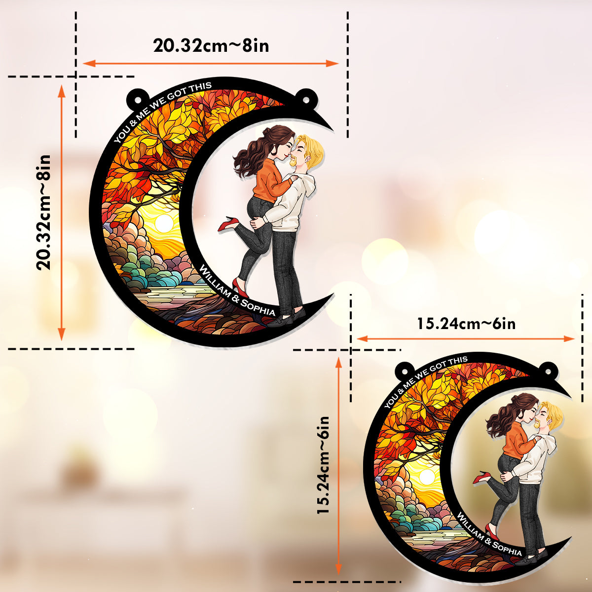 Toi et moi, on gère ! - Attrape-soleil décoratif personnalisé pour couple, à suspendre à la fenêtre 