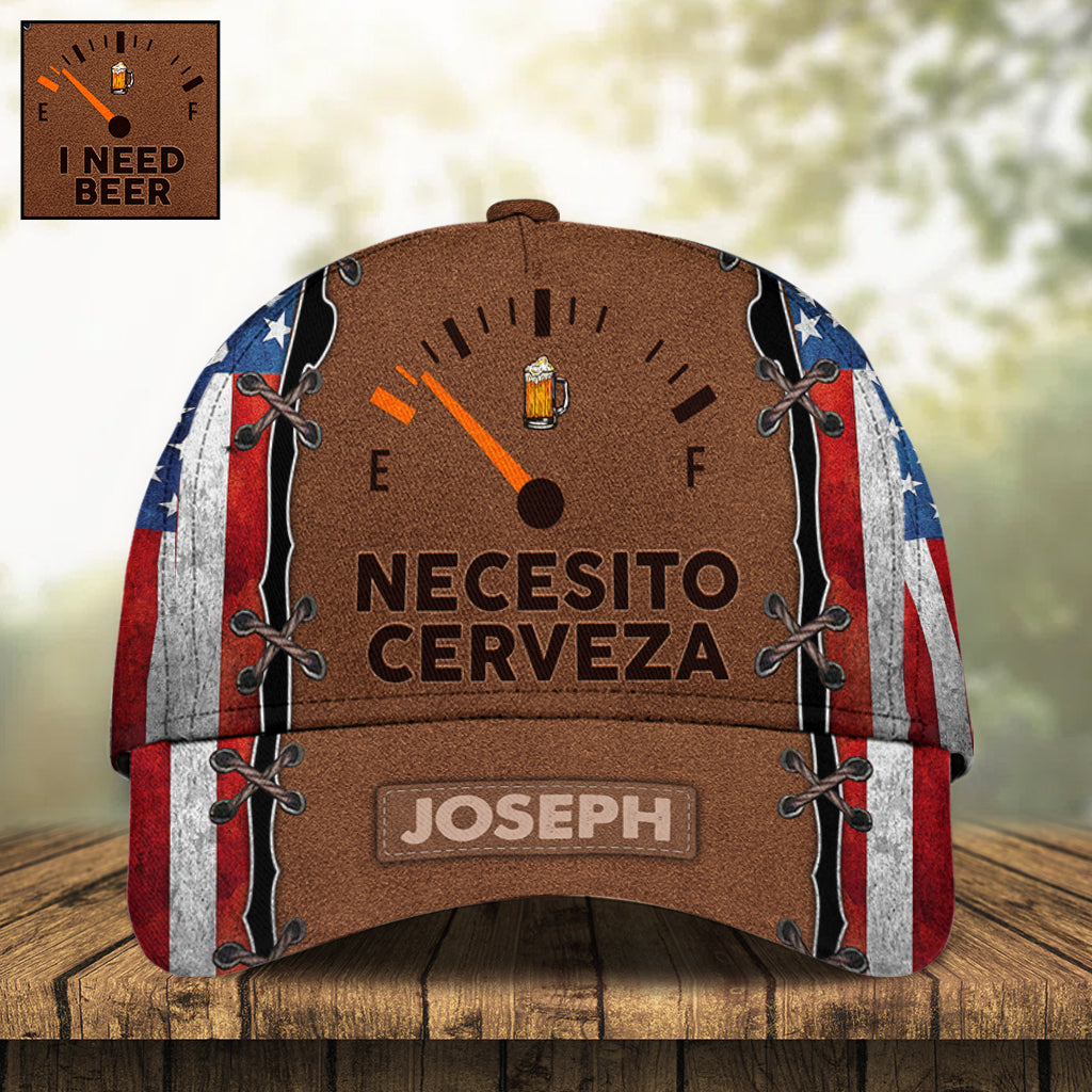I Need Beer, Necesito Cerveza - Personalized Beer Classic Cap