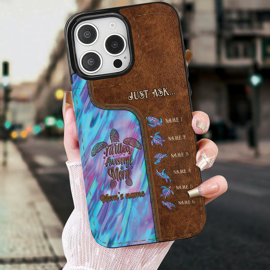 Étui portefeuille pliable personnalisé « Main dans la main » pour téléphone, motif maman